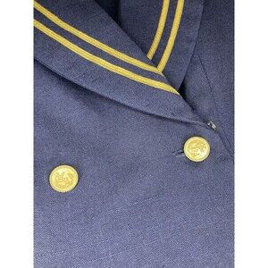 Vintage Leslie Fay Dress 6P Twee Nautical Navy Blue Double Breasted Sailor 90s